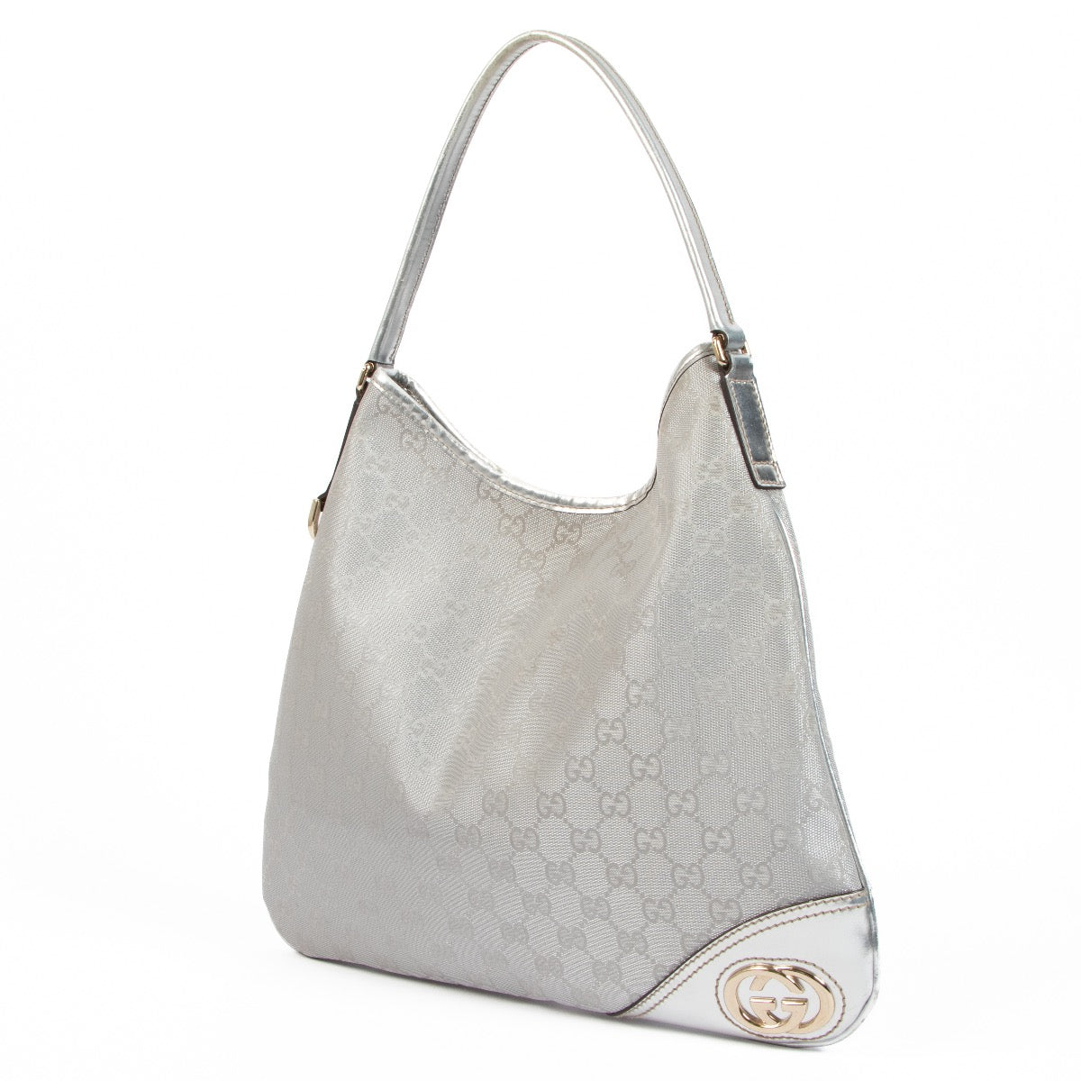 Buy an authentic second hand Gucci Silver GG Canvas Shoulder Bag in good condition at Labellov.com