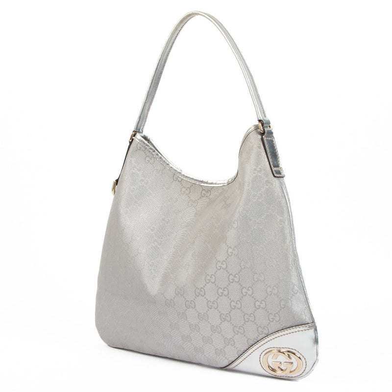 Buy an authentic second hand Gucci Silver GG Canvas Shoulder Bag in good condition at Labellov.com