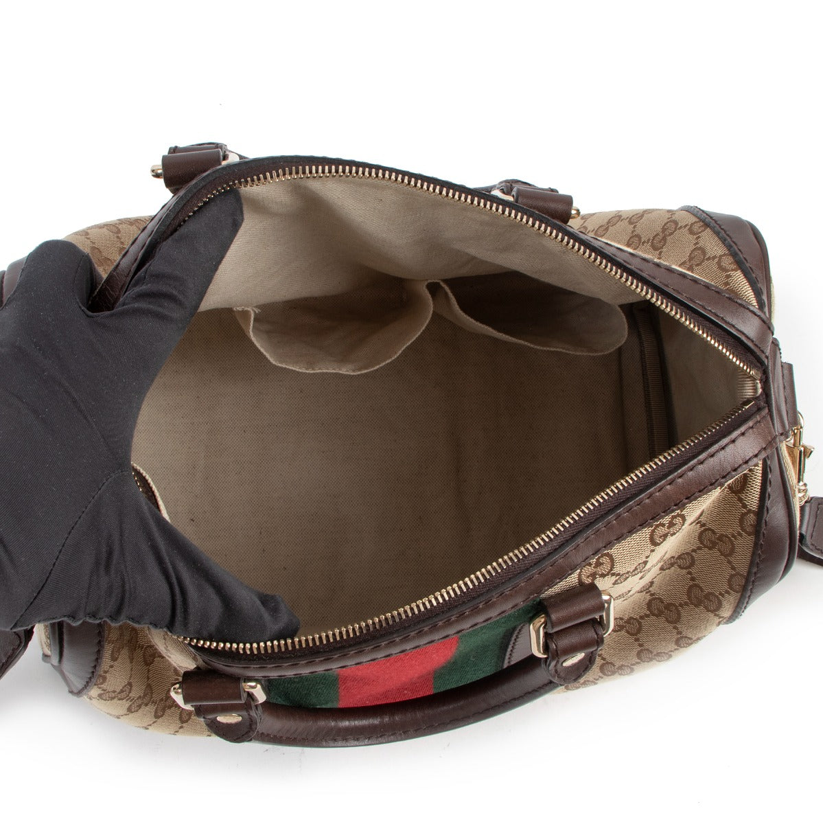 Gucci GG Canvas Vintage Web Boston Bag
