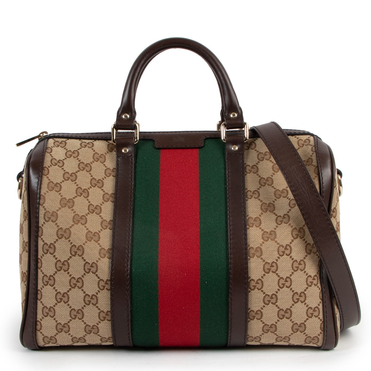 Gucci GG Canvas Vintage Web Boston Bag