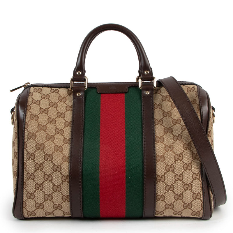 Gucci GG Canvas Vintage Web Boston Bag
