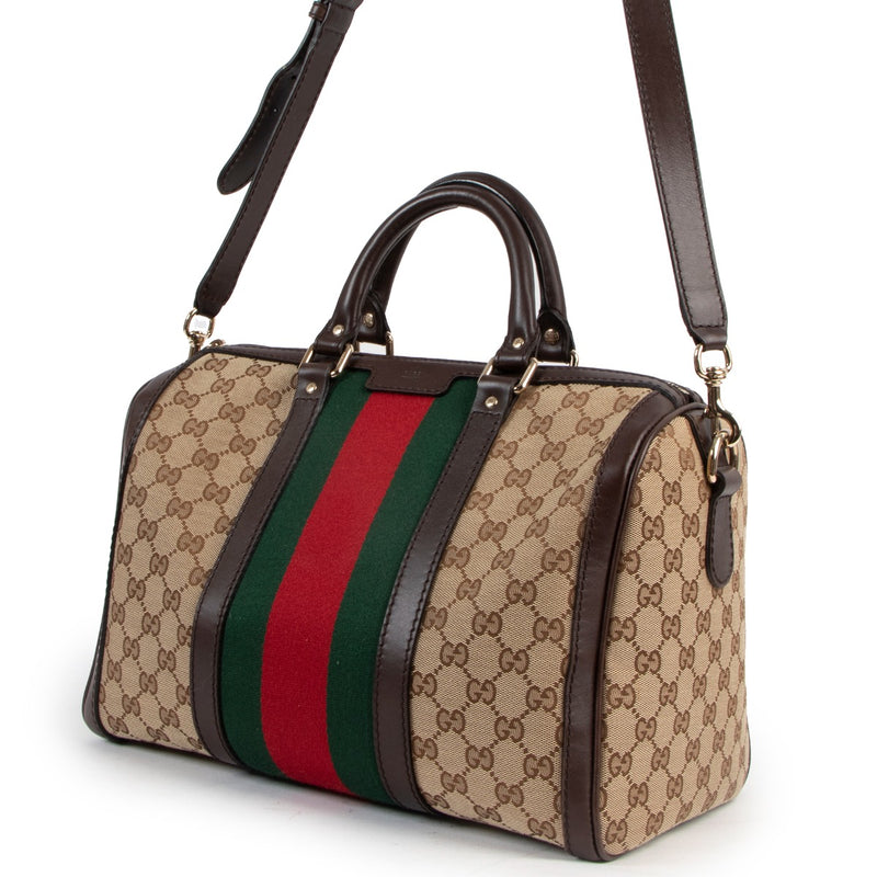 Gucci GG Canvas Vintage Web Boston Bag