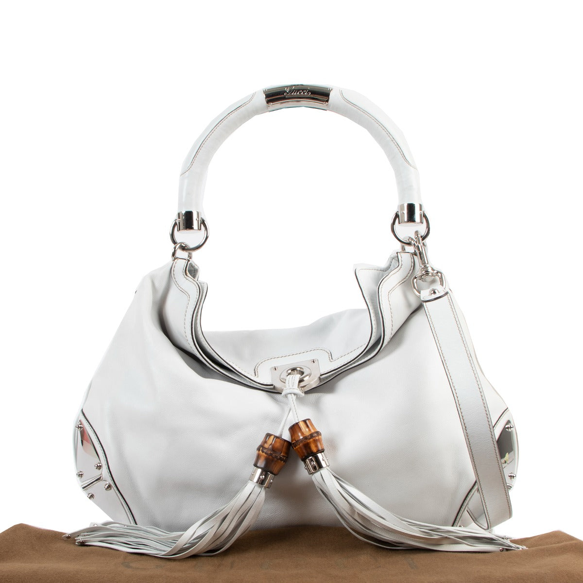 Gucci White Large Babouska Indy Top Handle Bag