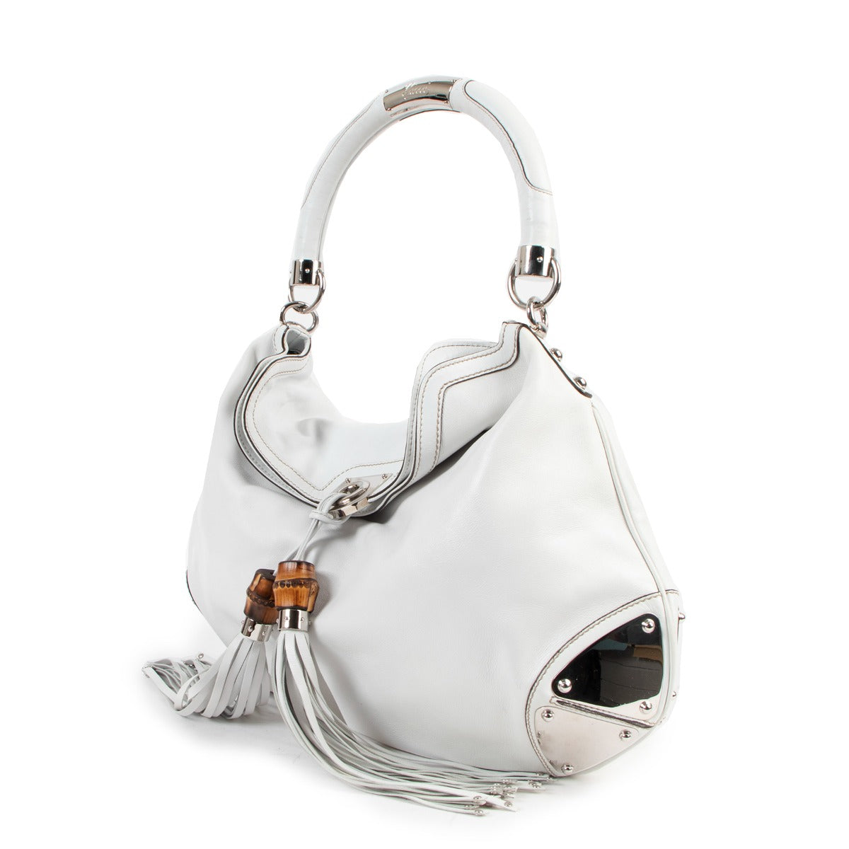 Gucci White Large Babouska Indy Top Handle Bag