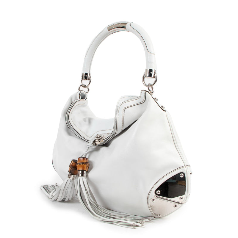 Gucci White Large Babouska Indy Top Handle Bag