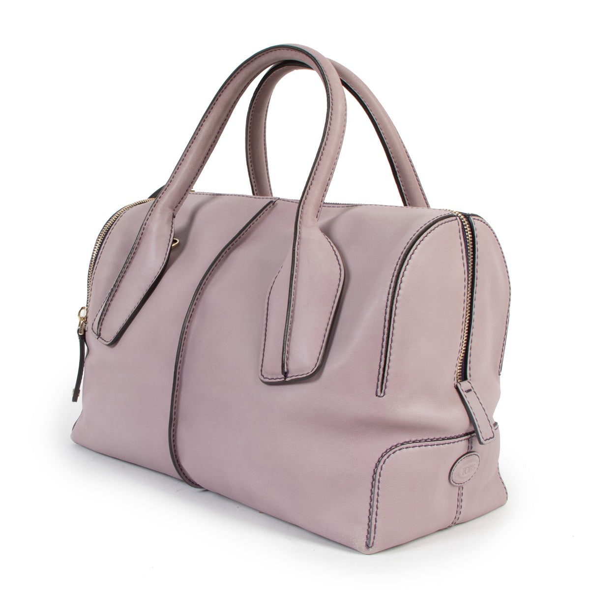 Tods Lilac Leather D-Styling Top Handle Bag