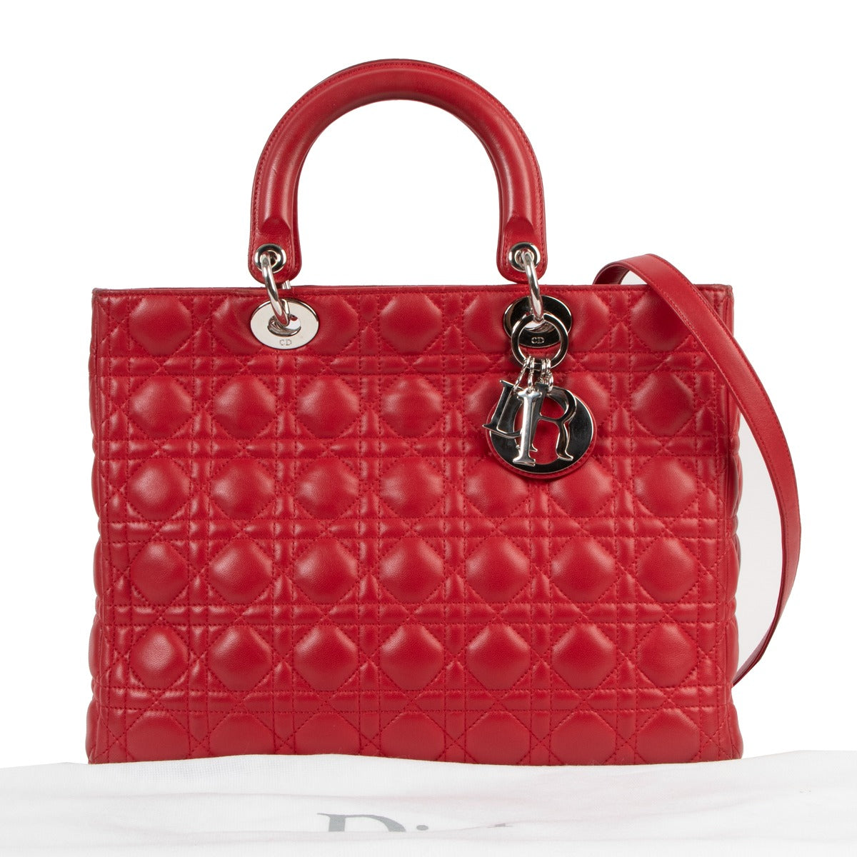 Christian Dior Raspberry Lady Dior Large Cannage Bag