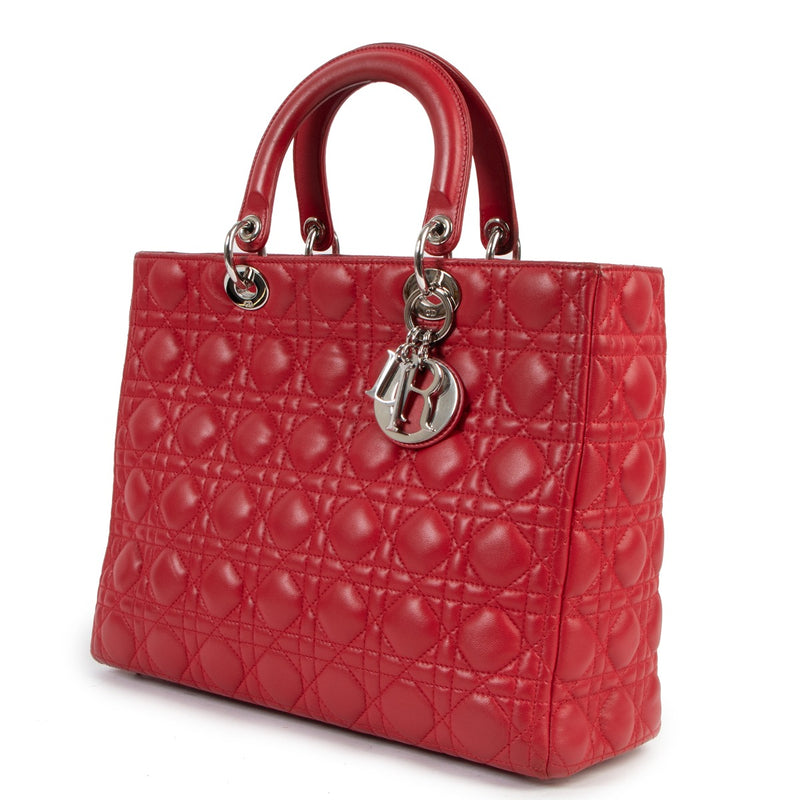 Christian Dior Raspberry Lady Dior Large Cannage Bag