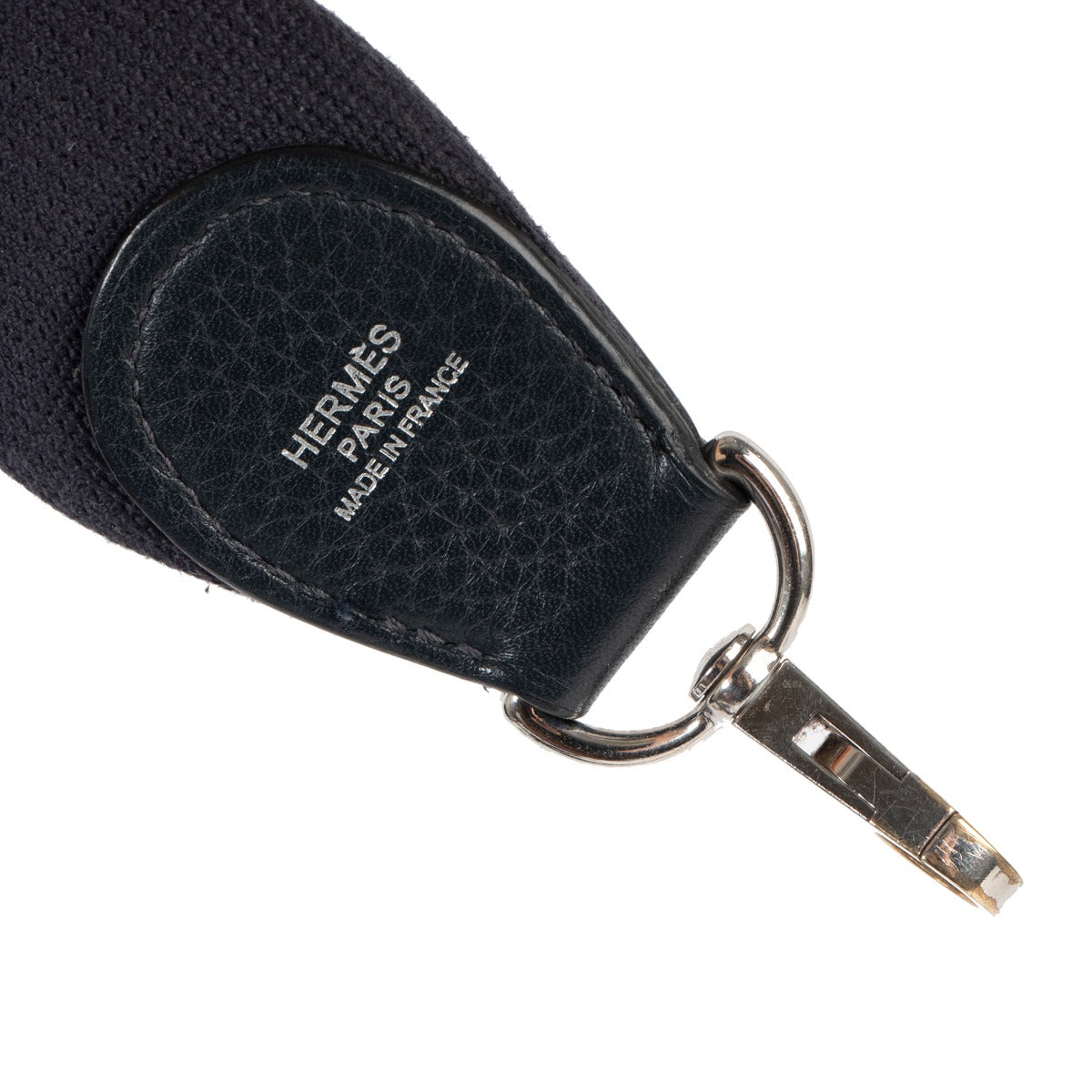Hermès Bleu De Prusse Canvas/Leather Bag Strap