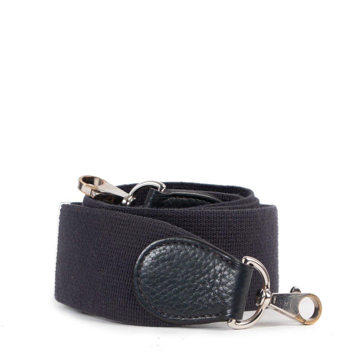 Hermès Bleu De Prusse Canvas/Leather Bag Strap
