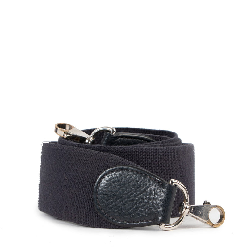 Hermès Bleu De Prusse Canvas/Leather Bag Strap