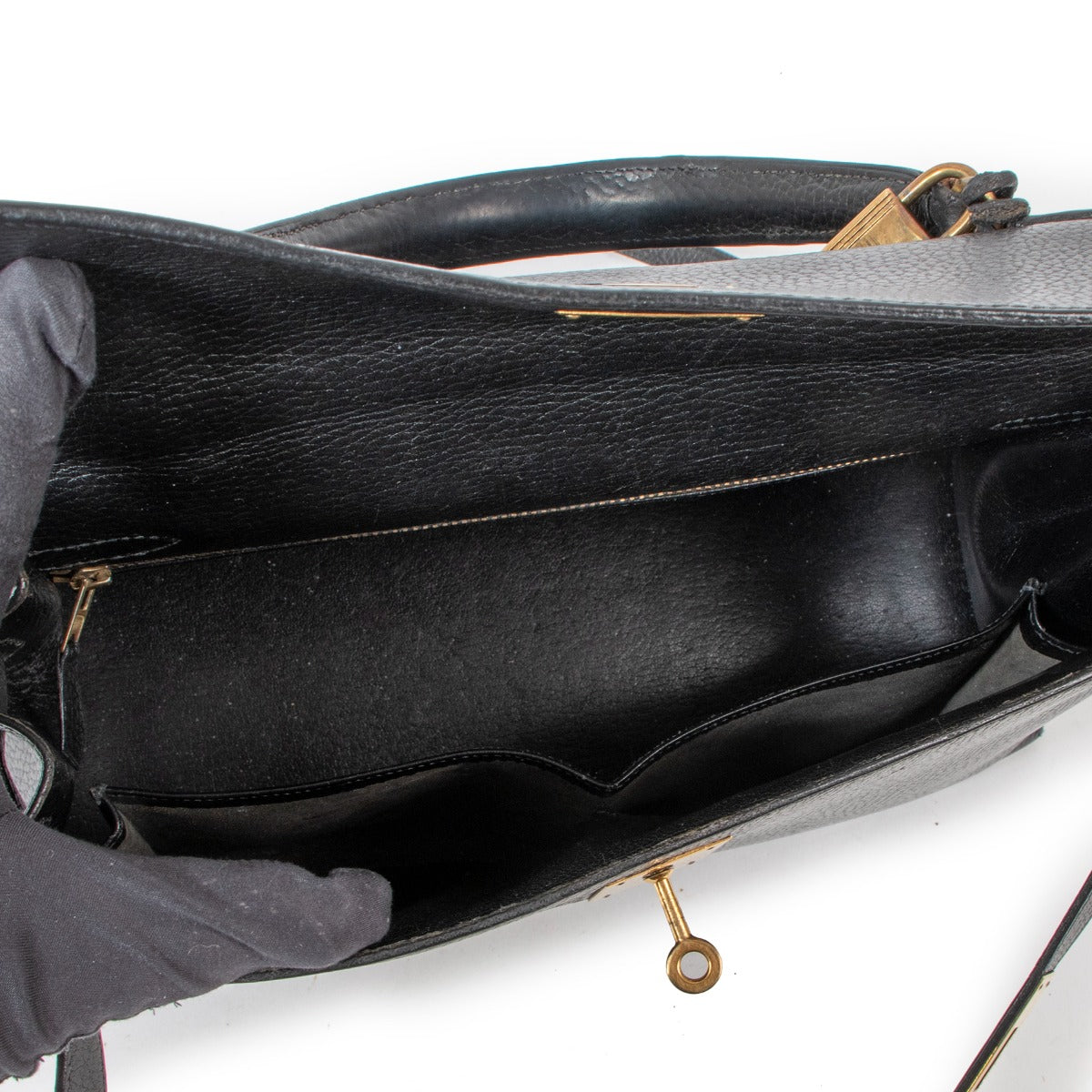Hermès Vintage Kelly 32 Noir Ardennes GHW