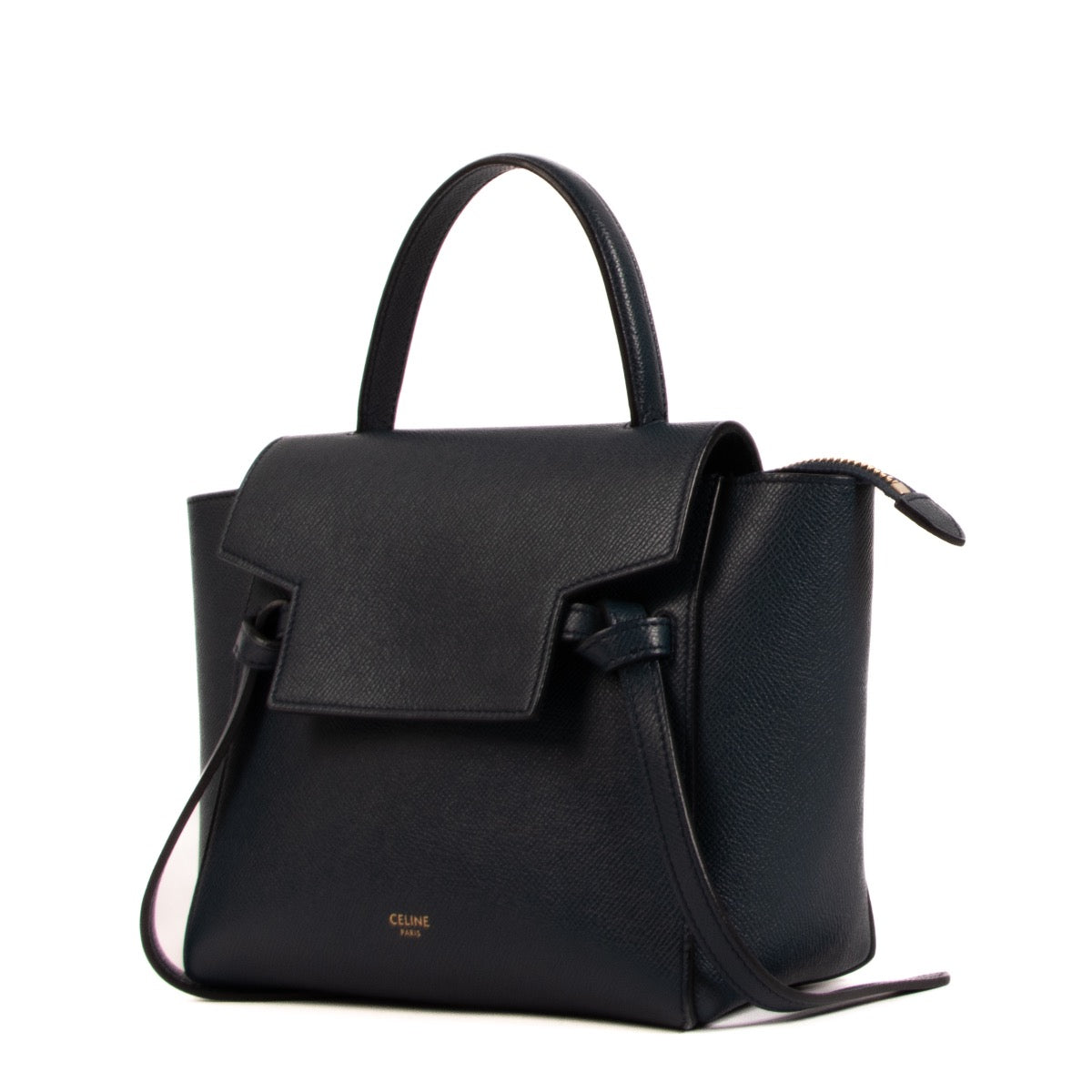 Shop safe online at Labellov in Antwerp, Brussels and Knokke this 100% authentic second hand Celine Blue Leather Nano Belt Bag