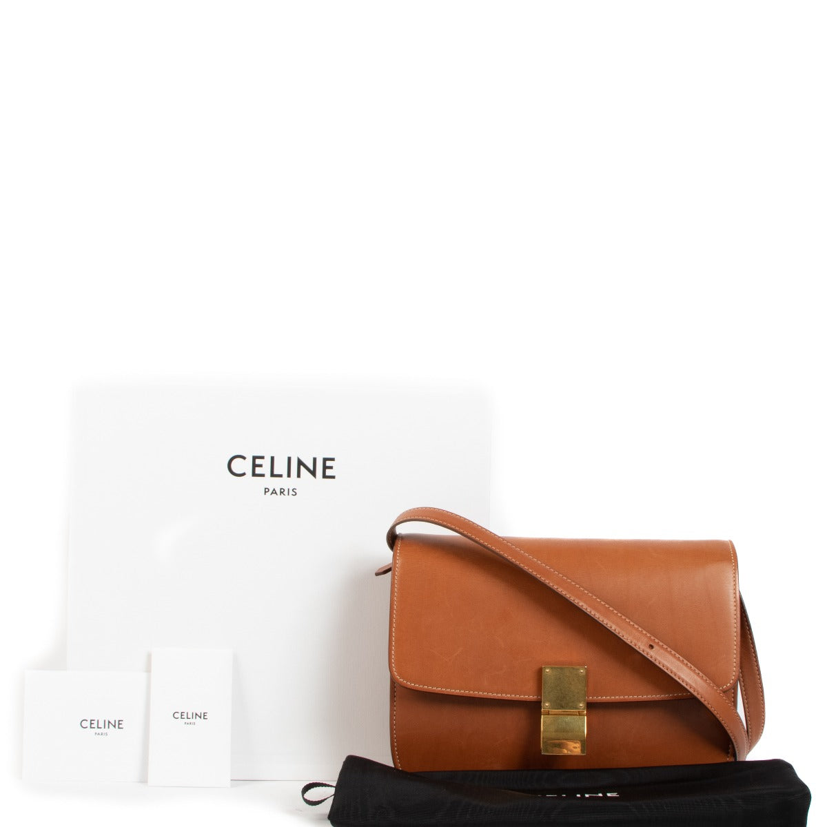 shop authentic second hand Celine Medium Classic Box Bag Camel Calfskin on Labellov.com
