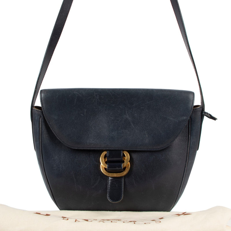 Buy online authentic second hand Delveaux Blue Leather Crossbody in good condition at Labellov in Antwerp