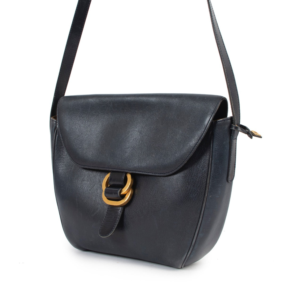 Buy online authentic second hand Delveaux Blue Leather Crossbody in good condition at Labellov in Antwerp