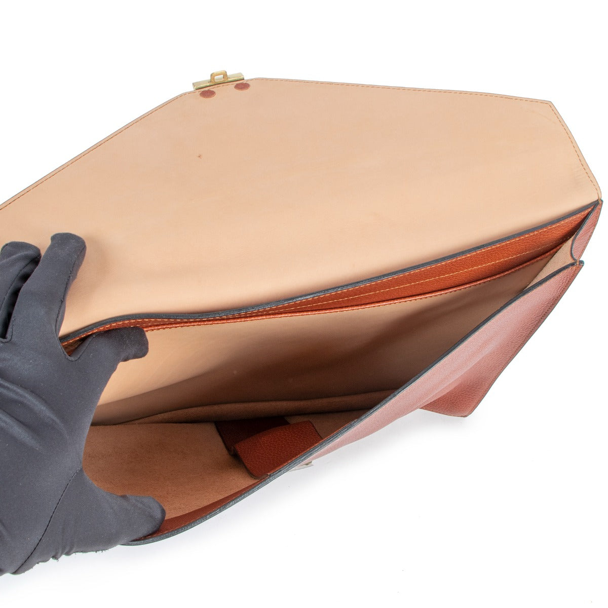 Delvaux Cognac Leather Lock Document Case