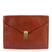 Delvaux Cognac Leather Lock Document Case