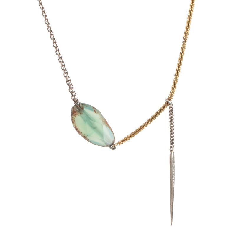 Wouters & Hendrix Zilver/Goud Groene Agaat Ketting