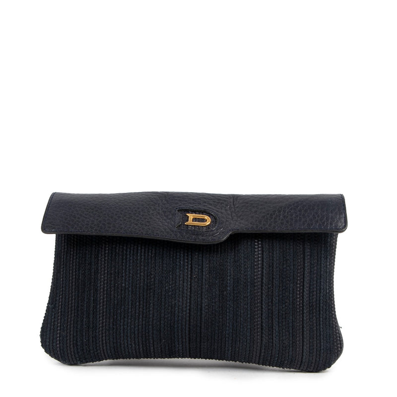 Delvaux Blauwe Toile De Cuir Pochette