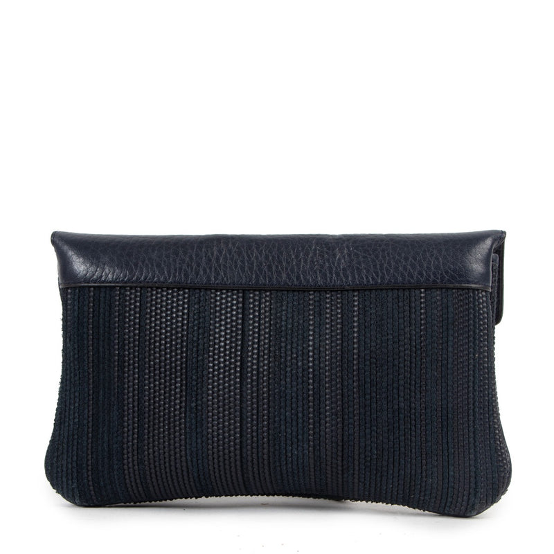 Delvaux Blauwe Toile De Cuir Pochette