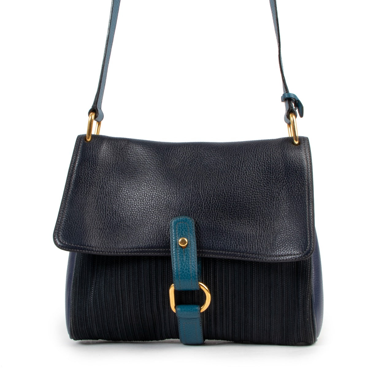 Delvaux Blue Fichu Toile de Cuir Crossbody Bag