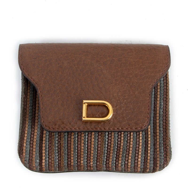 Delvaux Brown Toile De Cuir Card Holder Wallet