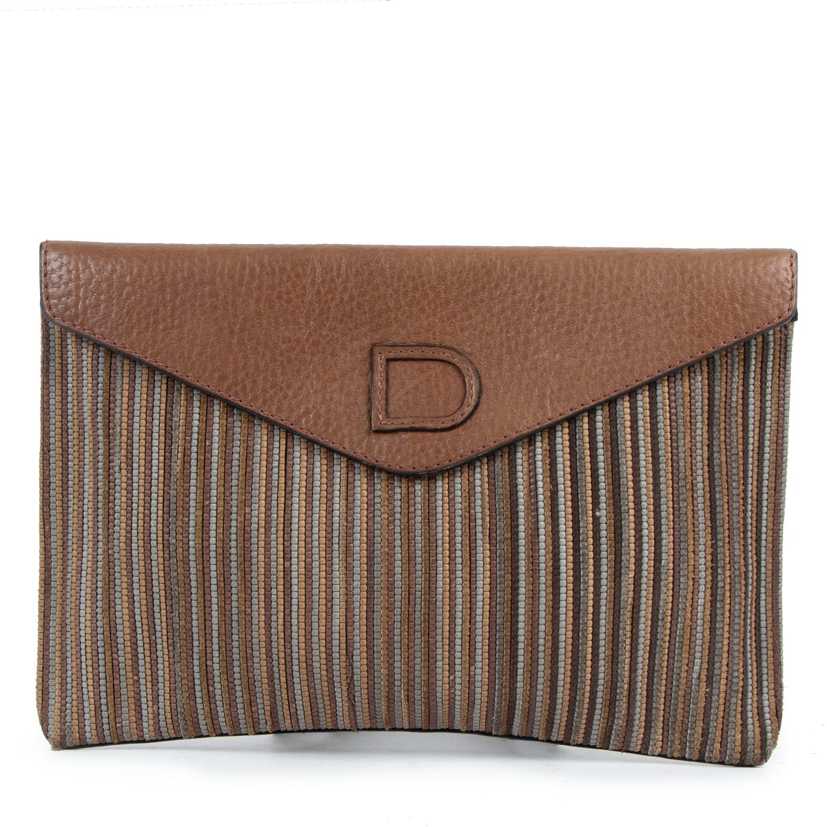 Delvaux Brown Toile De Cuir Envelope Clutch