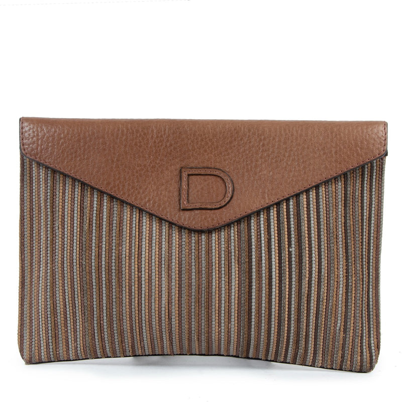 Delvaux Brown Toile De Cuir Envelope Clutch
