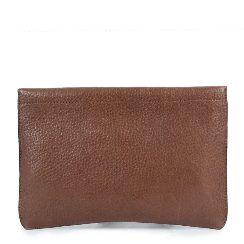 Delvaux Brown Toile De Cuir Envelope Clutch