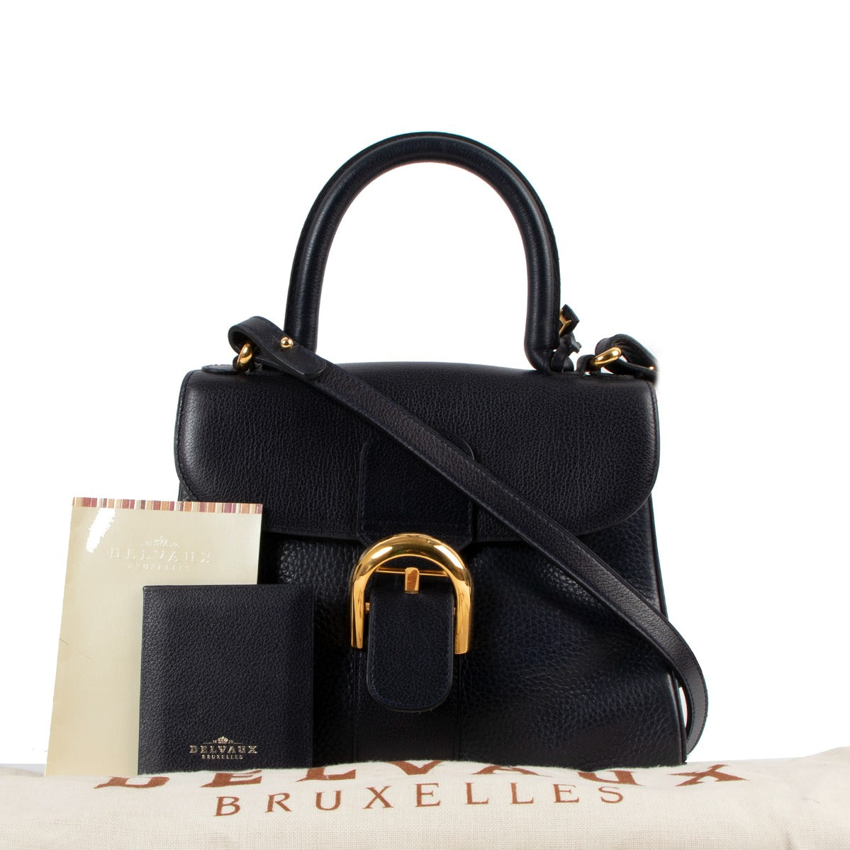 Delvaux Navy Blue Brillant PM