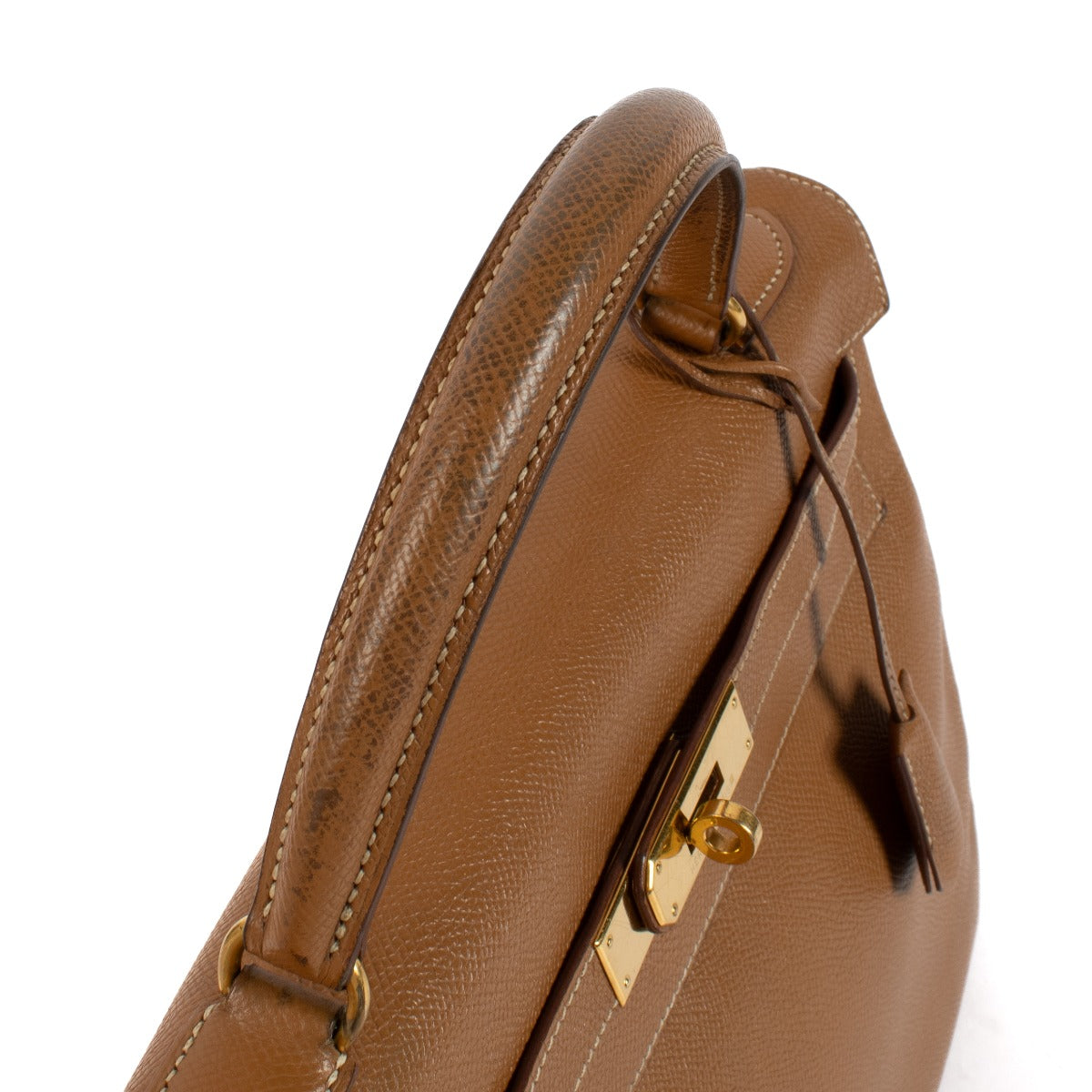 Hermès Vintage Kelly 32 Veau Grain Lisse Doré Bijouterie Dorée