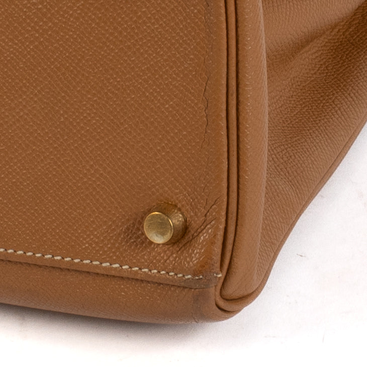 Hermès Vintage Kelly 32 Veau Grain Lisse Doré Bijouterie Dorée