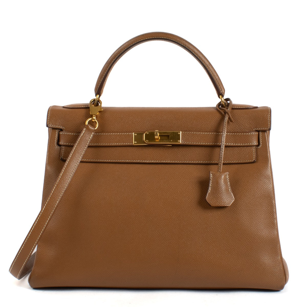 Hermès 1999 Vintage Kelly 32 Gold Veau Grain Lisse GHW