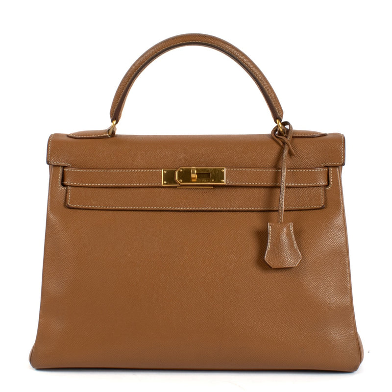 Hermès 1999 Vintage Kelly 32 Gold Veau Grain Lisse GHW