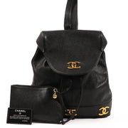 Authentic second hand Chanel Vintage Triple CC Black Caviar Backpack on labellov.com