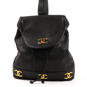 Chanel Vintage Triple CC Black Caviar Backpack