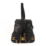 Authentic second hand Chanel Vintage Triple CC Black Caviar Backpack on labellov.com