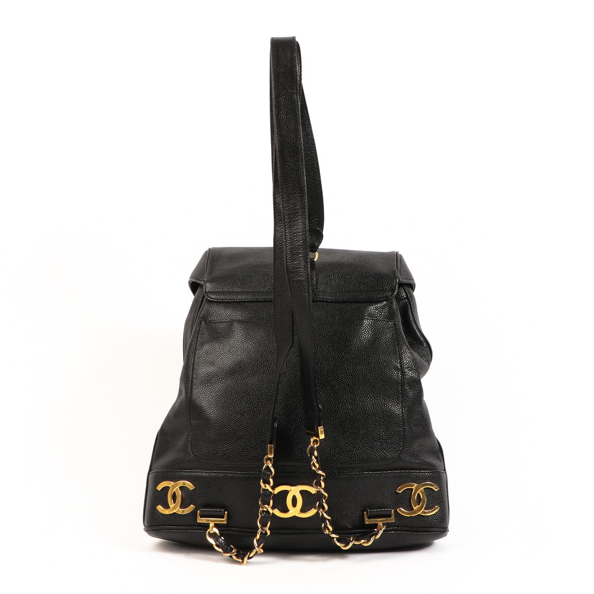 Authentic second hand Chanel Vintage Triple CC Black Caviar Backpack on labellov.com