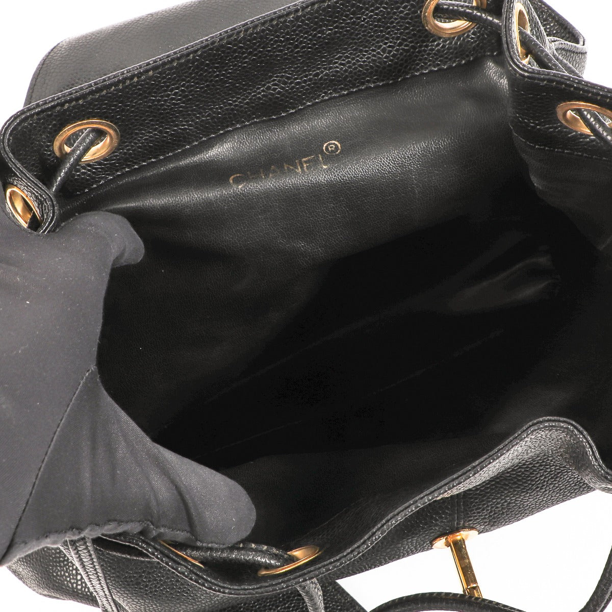 Chanel Vintage Triple CC Black Caviar Backpack