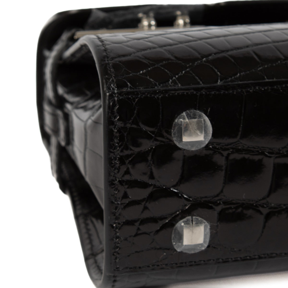 Delvaux Black Shiny Alligator Tempête Mini Bag