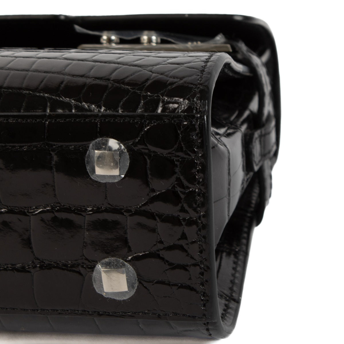 Delvaux Black Shiny Alligator Tempête Mini Bag