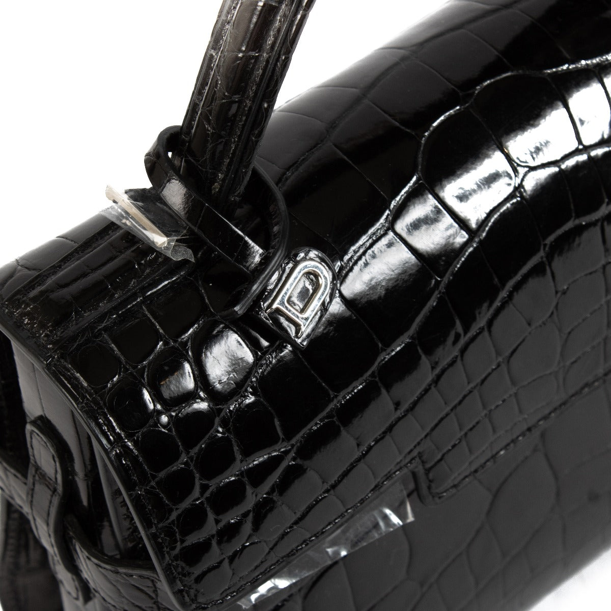Delvaux Black Shiny Alligator Tempête Mini Bag