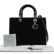 Shop safe online at Labellov in Antwerp, Brussels and Knokke this 100% authentic second hand Christian Dior Black Crocodile Large Lady Dior Bag