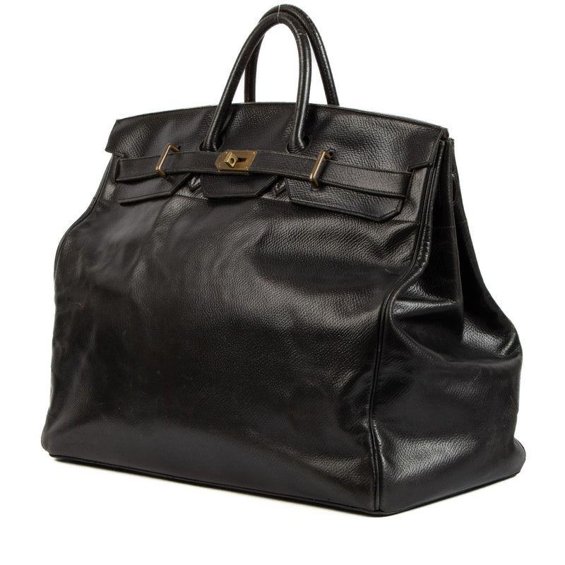 Authentic second vintage Hermès Black Leather Haut à Courroies 60 Travel Bag on www.labellov.com