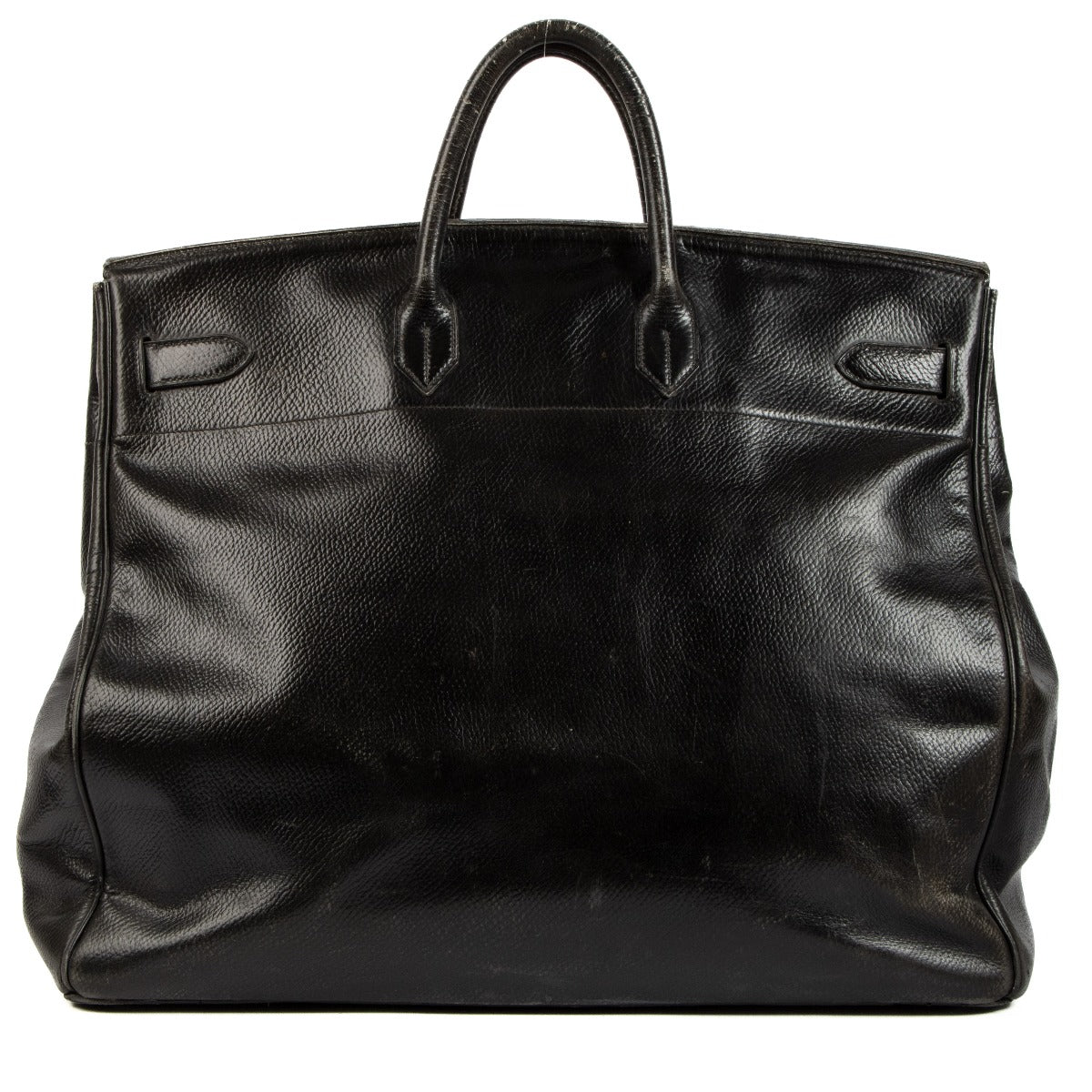 Authentic second vintage Hermès Black Leather Haut à Courroies 60 Travel Bag on www.labellov.com