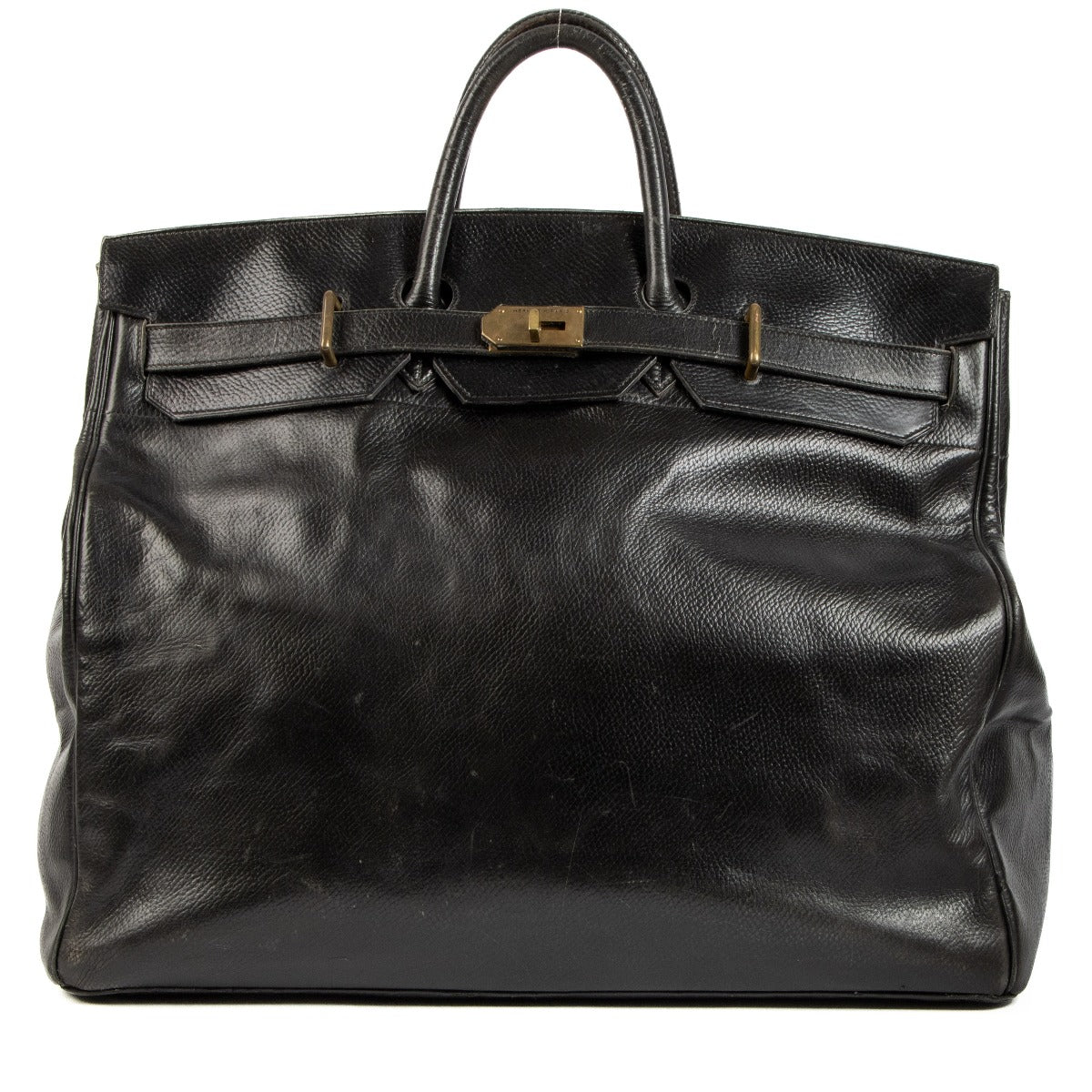 Hermès Black Leather Haut à Courroies 60 Travel Bag