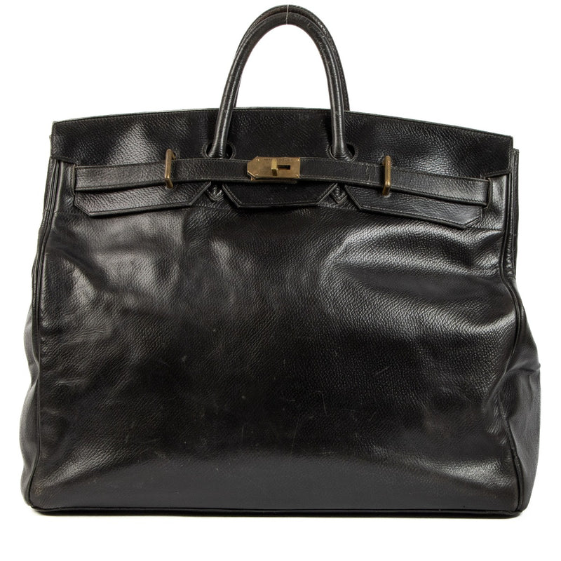 Hermès Black Leather Haut à Courroies 60 Travel Bag
