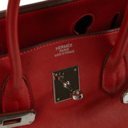 Shop safe online at Labellov in Antwerp, Brussels and Knokke this 100% authentic second hand Hermès Birkin 35 Rouge Vif Swift PHW