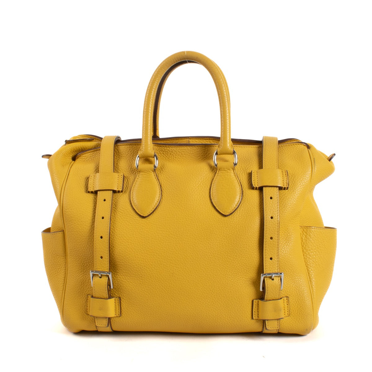 Shop safe online at Labellov in Antwerp, Brussels and Knokke this 100% authentic second hand Hermès Jaune Soleil Pursangle Top Handle Bag